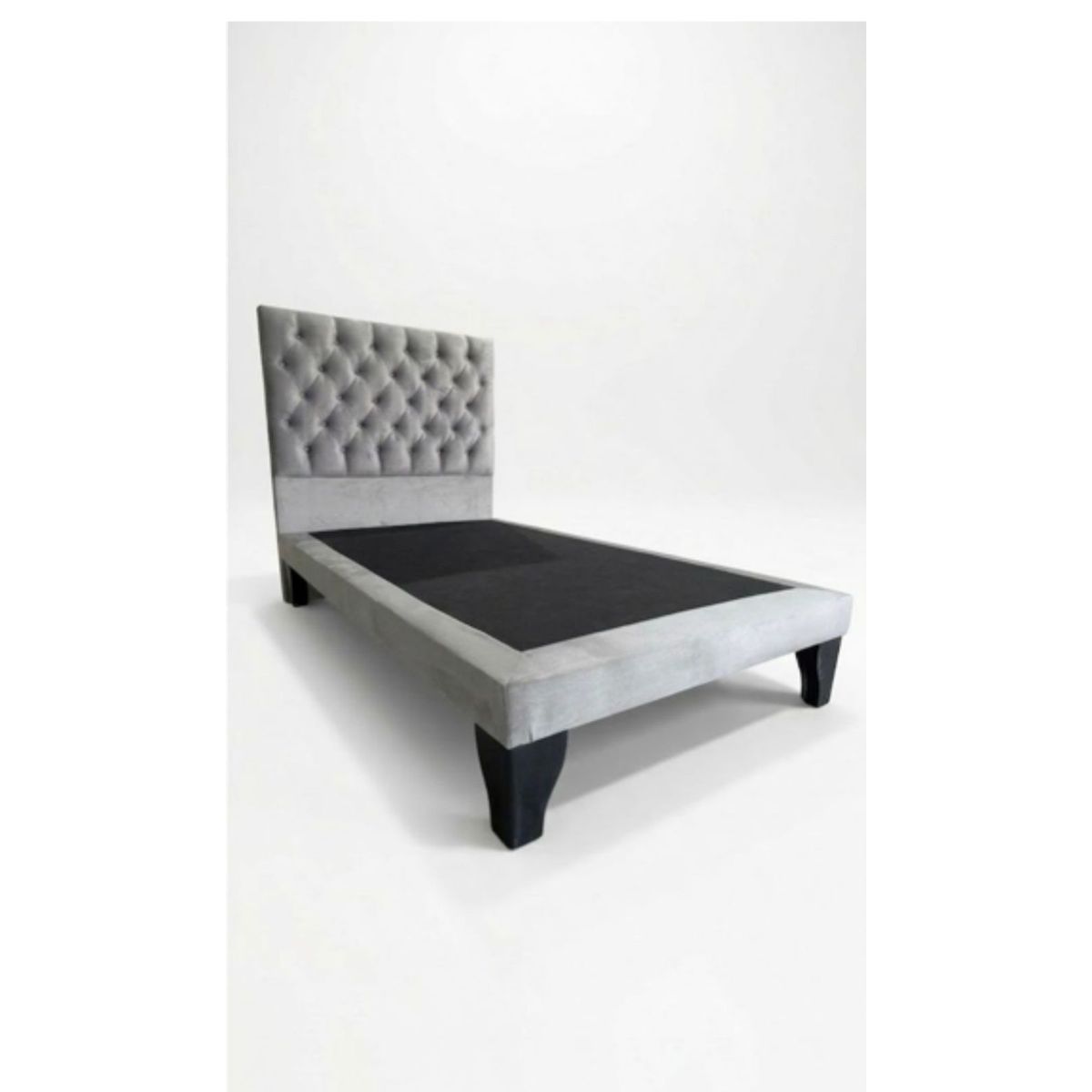 GENERICO - Cama plaza 1.5 capitone gris claro felpa