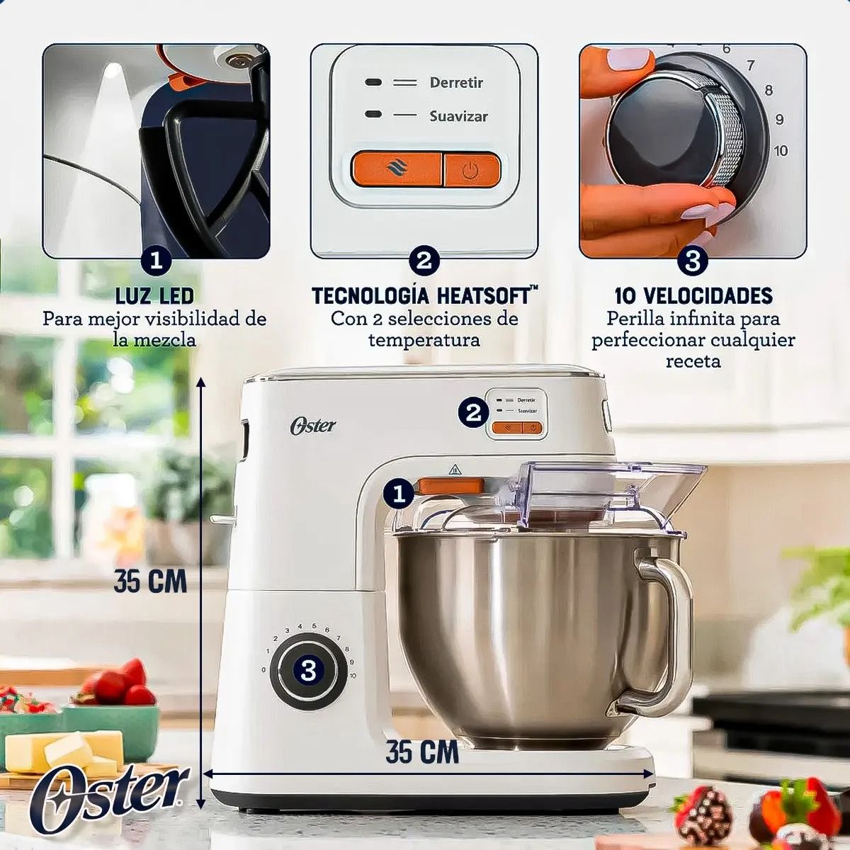 OSTER - Batidora Planetaria Oster Tecnología Heatsoft Blanco Fpstsmpl4w