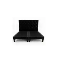 GENERICO - Cama 2 plaza capitone base dividida negro felpa