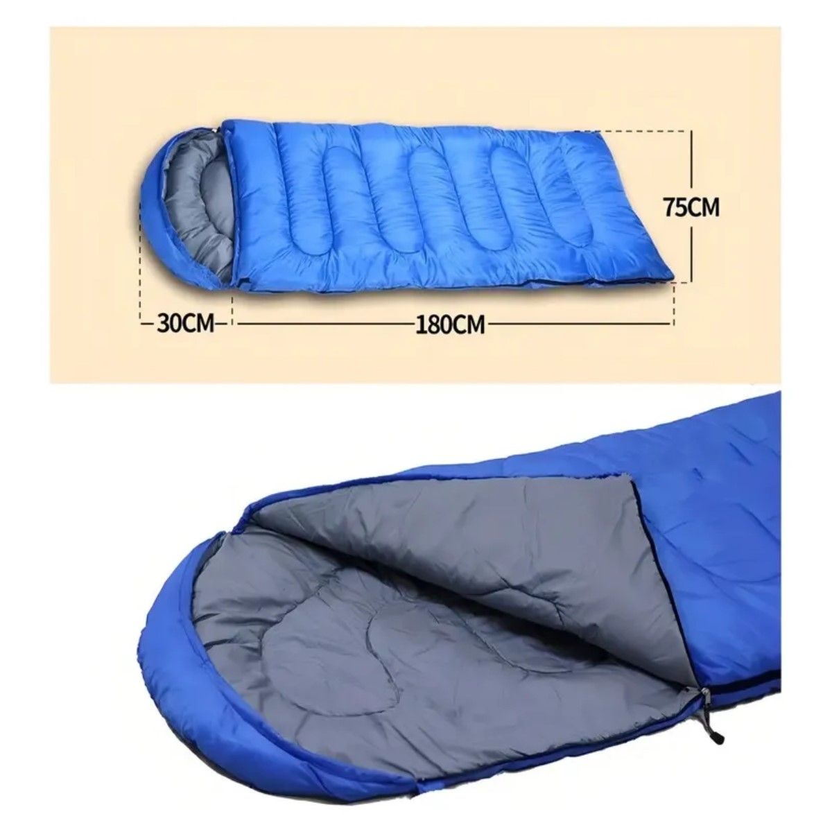 GENERICO - Saco De Dormir Camping Gorro Playa Cabaña Algodón 950g Color Azul BELUG