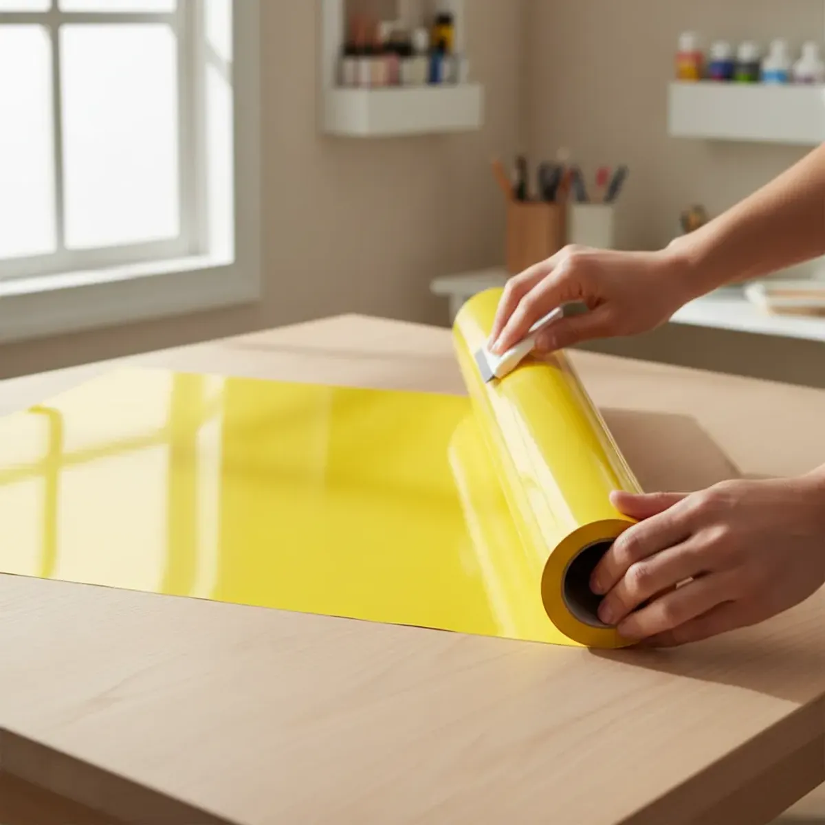 NEON - Vinilo Adhesivo De Corte Decorativo Amarillo Suave 30 Cms X 5 Mts