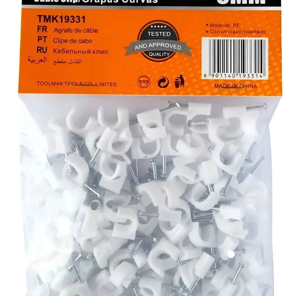 GENERICO - Grapa/Grampa Prensa Cable Rg6 9mm Bolsa 100 Unidades Blanco