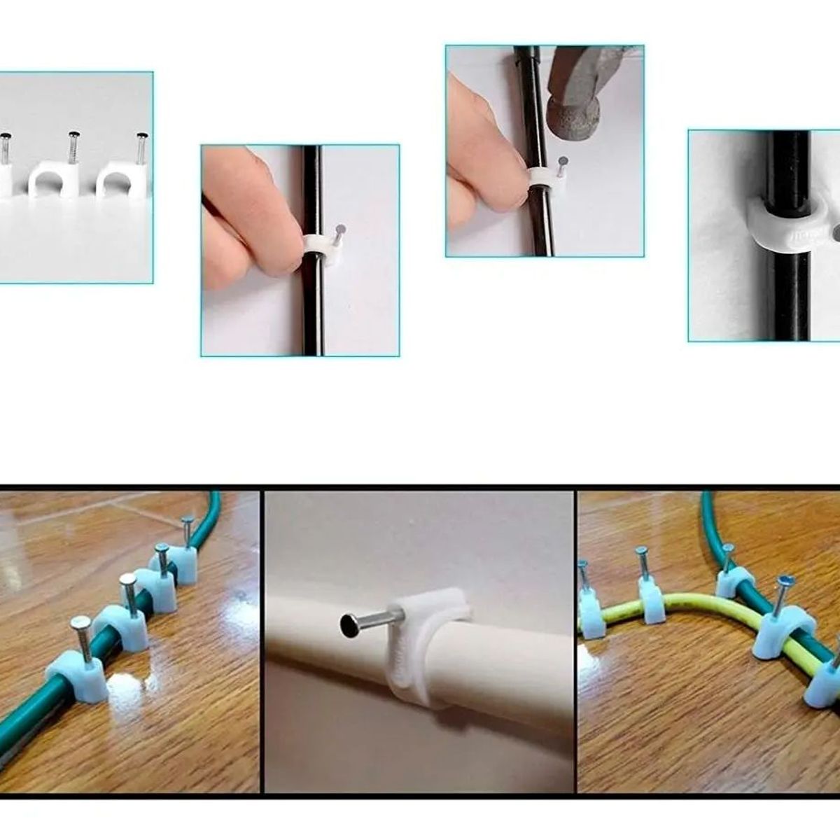 GENERICO - Grapa/Grampa Prensa Cable Rg6 9mm Bolsa 100 Unidades Blanco