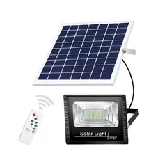 TASBEL - Foco Solar LED 200W Exterior Panel Solar Control Remoto IP67 Negro Luz Blanco Frio 28x24cm