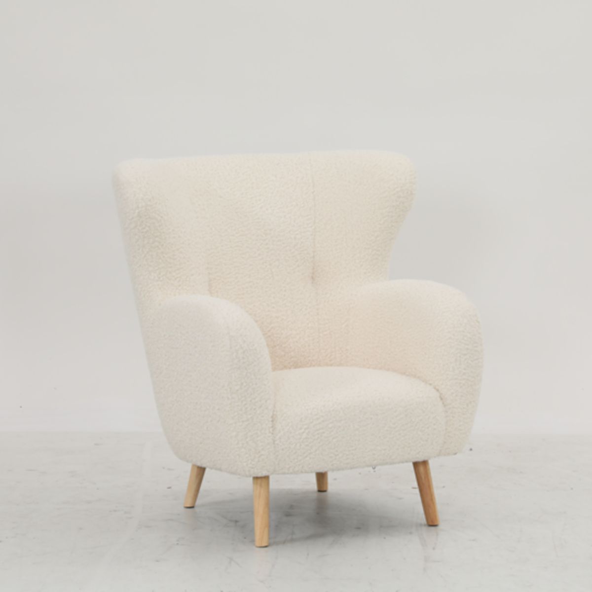 Sillón Poltrona Aspen de Tela Sherpa y Madera - Blanco, marca AGUILA - Foto Principal