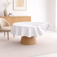 AZ AURAZEUS - Mantel De Mesa Redondo Tela Hule Antimancha Impermeable Blanco Az