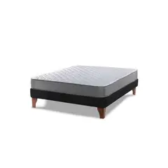 GENERICO - Cama europea 150x190 felpa negro colchon