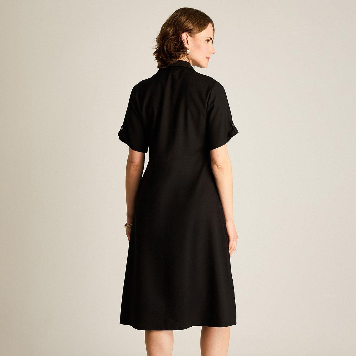 LORENZO DI PONTTI - Vestido Midi Negro Sin Forro Calce Holgado
