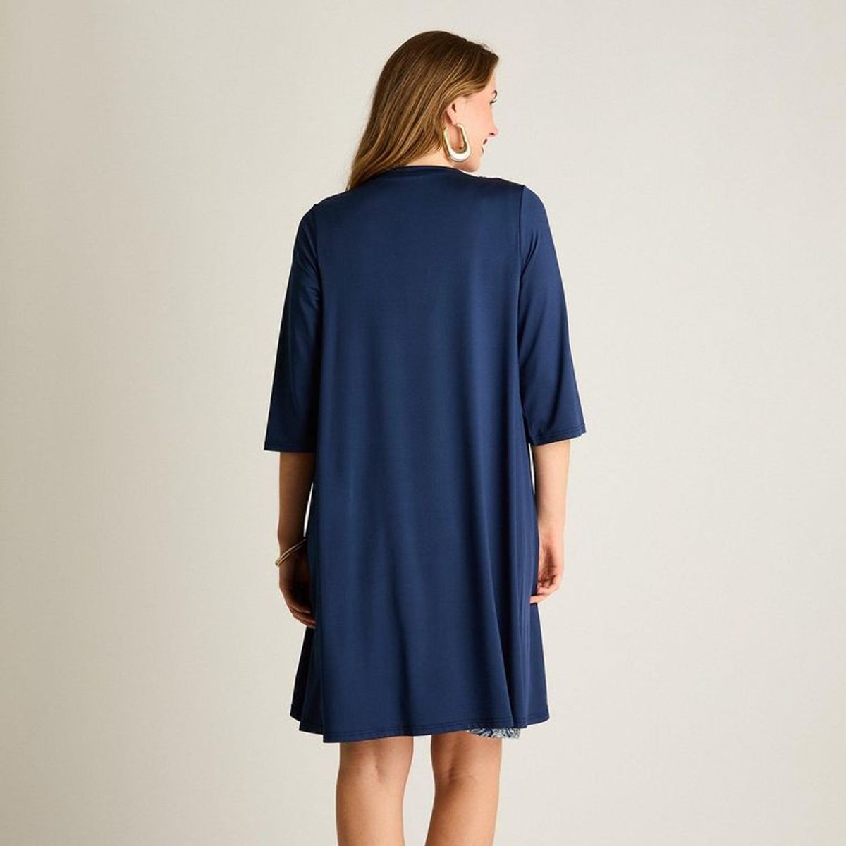 LORENZO DI PONTTI - Vestido Corto Azul con Capa Estampada