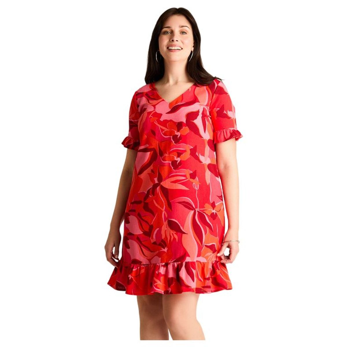 LORENZO DI PONTTI - Vestido Corto Rojo No Elasticado Sin Forro Calce Holgado