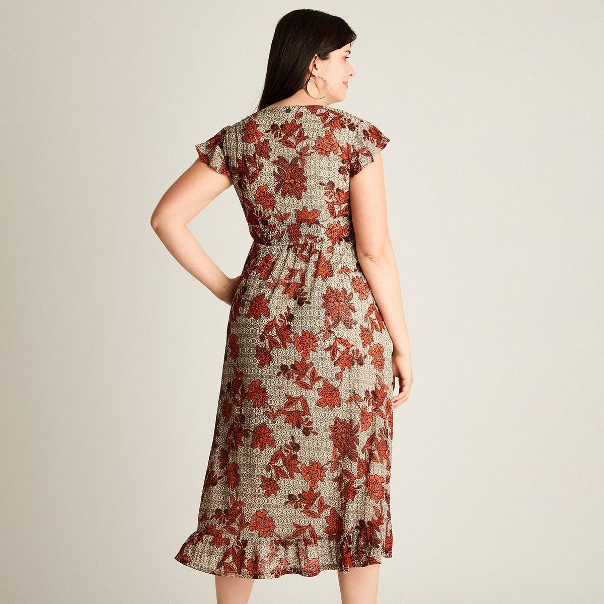 LORENZO DI PONTTI - Vestido Maxi Naranjo Muy elasticado Con Forro Calce Normal