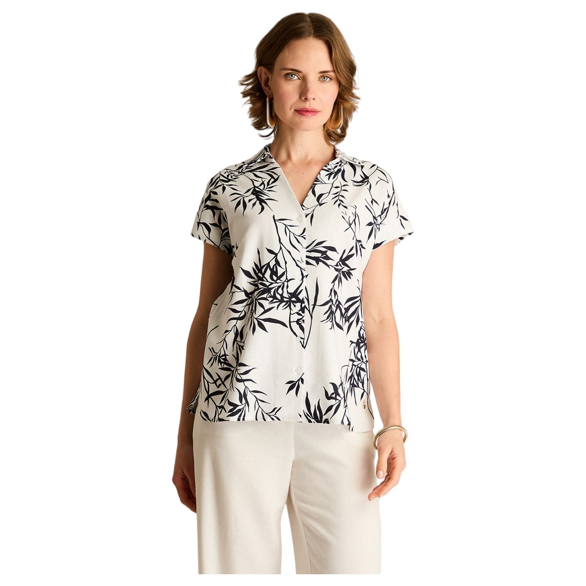 LORENZO DI PONTTI - Blusa Azul Estilo Fresco y Estampado Floral