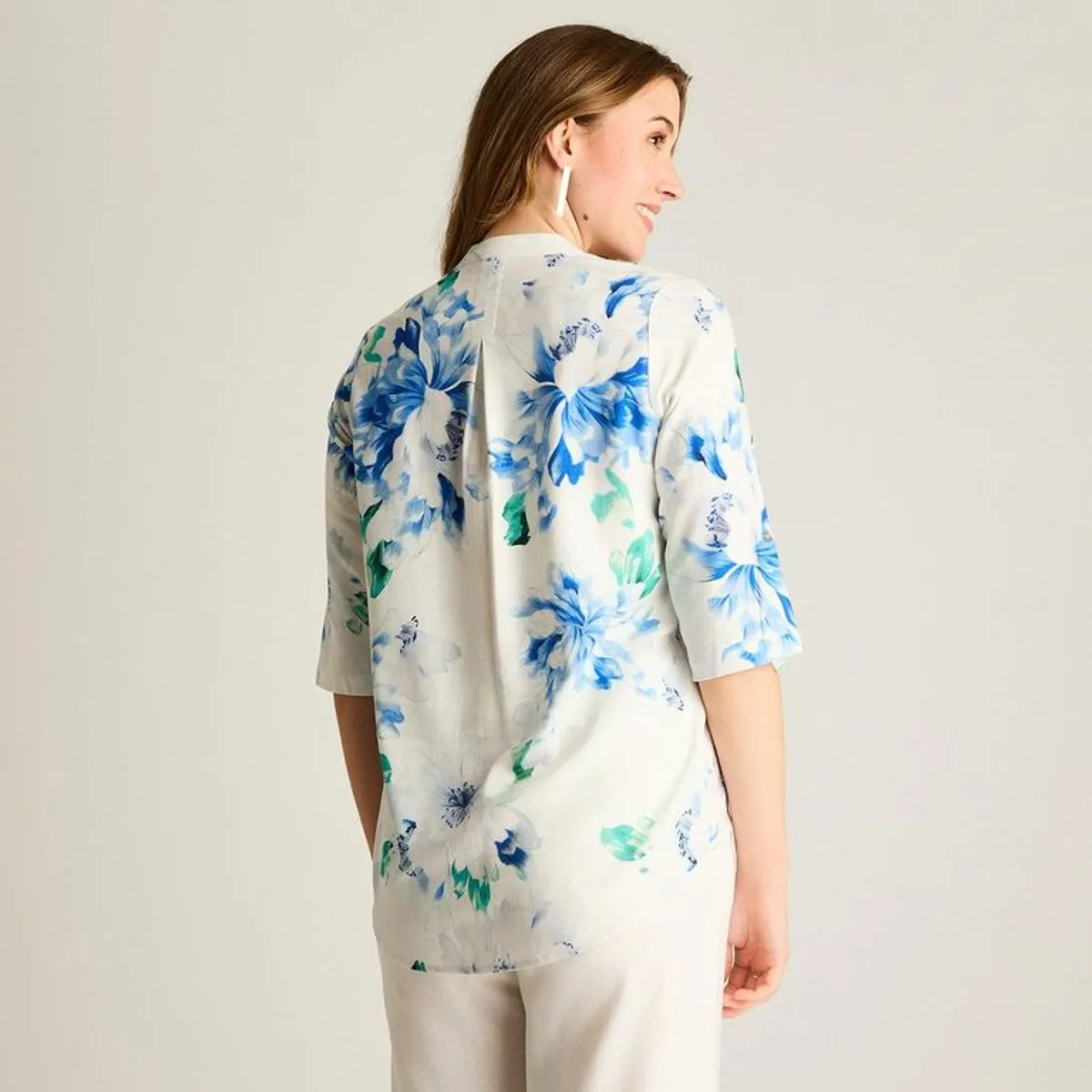 LORENZO DI PONTTI - Blusa Azul Floral Larga