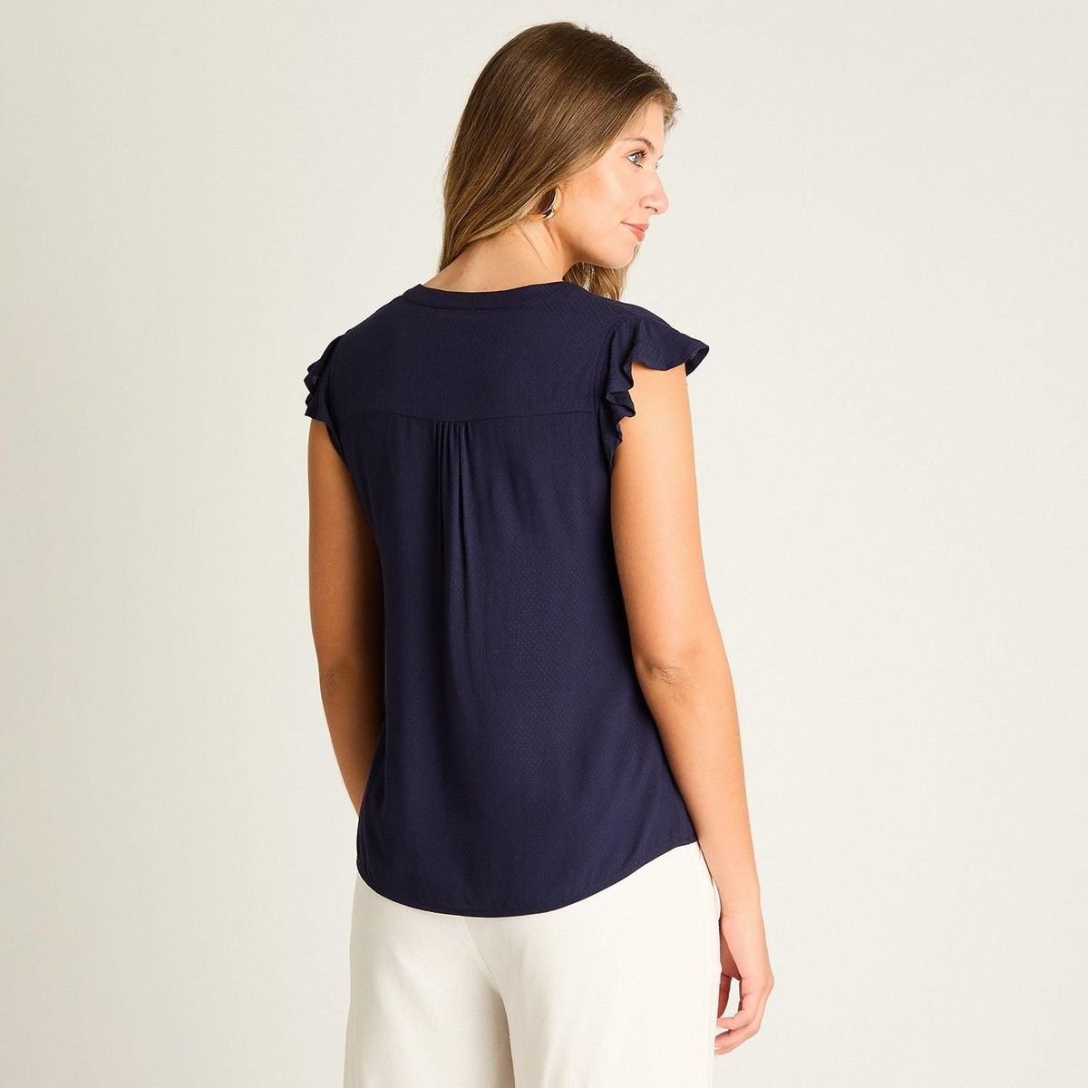 LORENZO DI PONTTI - Blusa Azul Manga Corta No Elasticado Sin Forro Calce Normal