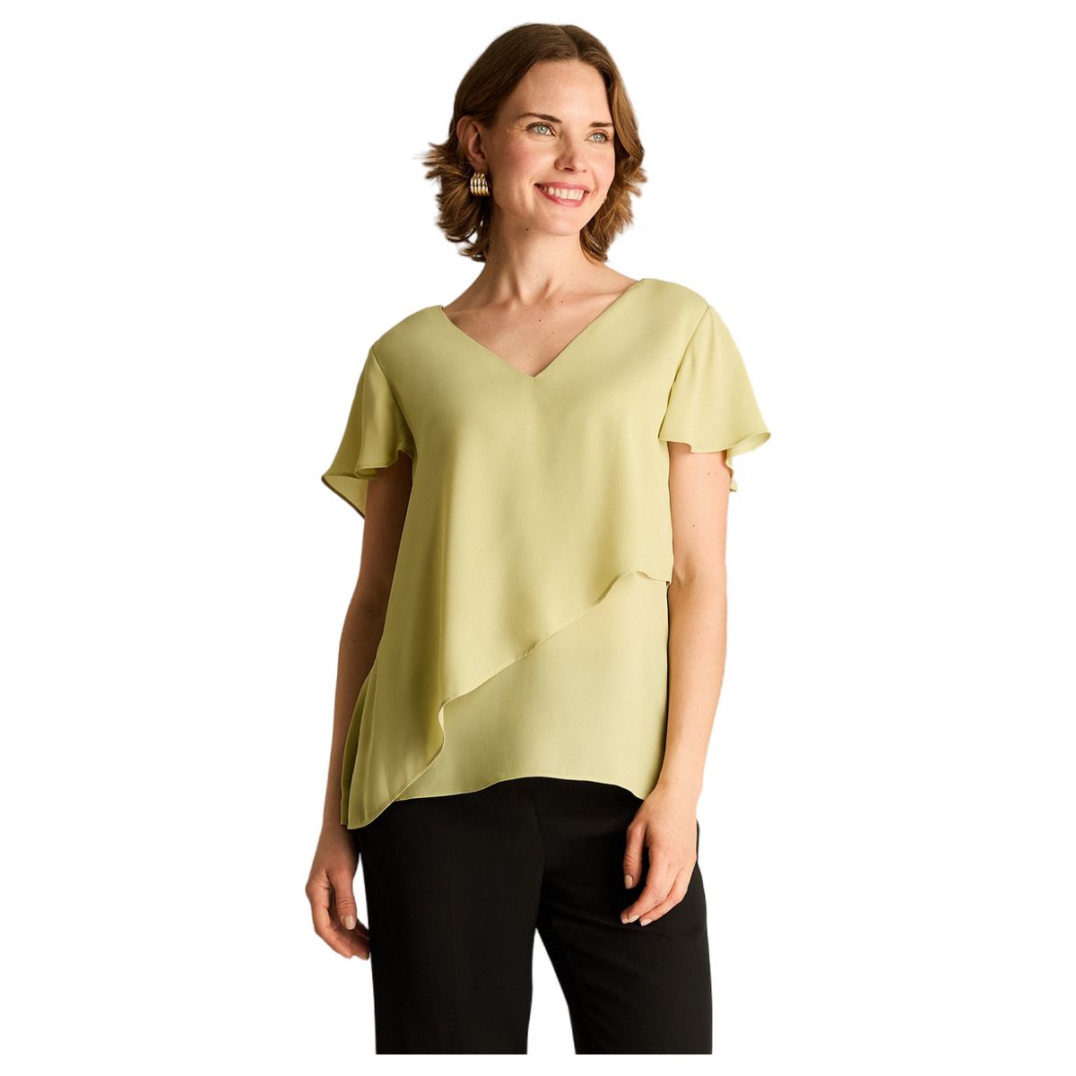 LORENZO DI PONTTI - Blusa Verde Asimétrica sin Forro