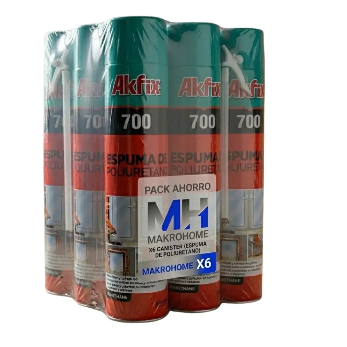 AKFIX - Pack 6 Espuma Poliuretano Expansiva Akfix 750ml Con Boquilla
