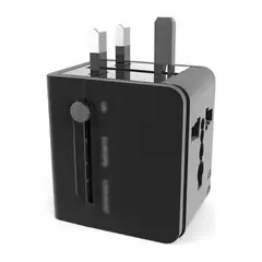 GENERICO - Adaptador Enchufe Universal Negro TL354 Con USB Viajes Brasil BELUG