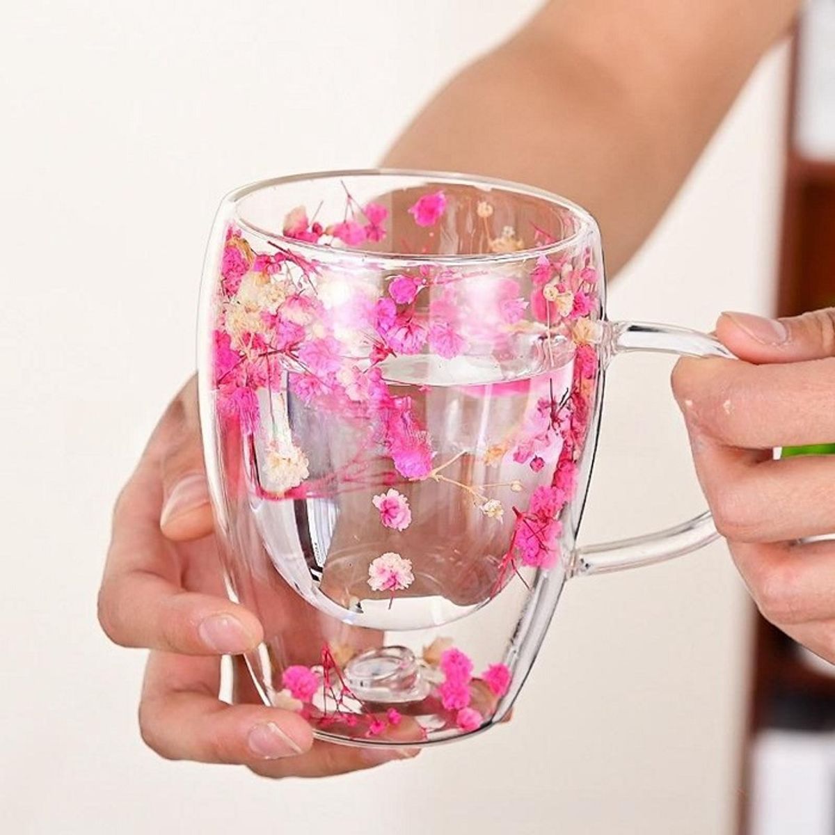 GENERICO - TAZAS DOBLE PARED CON FLORES ETERNAS 350ML 12cm * 8 cm