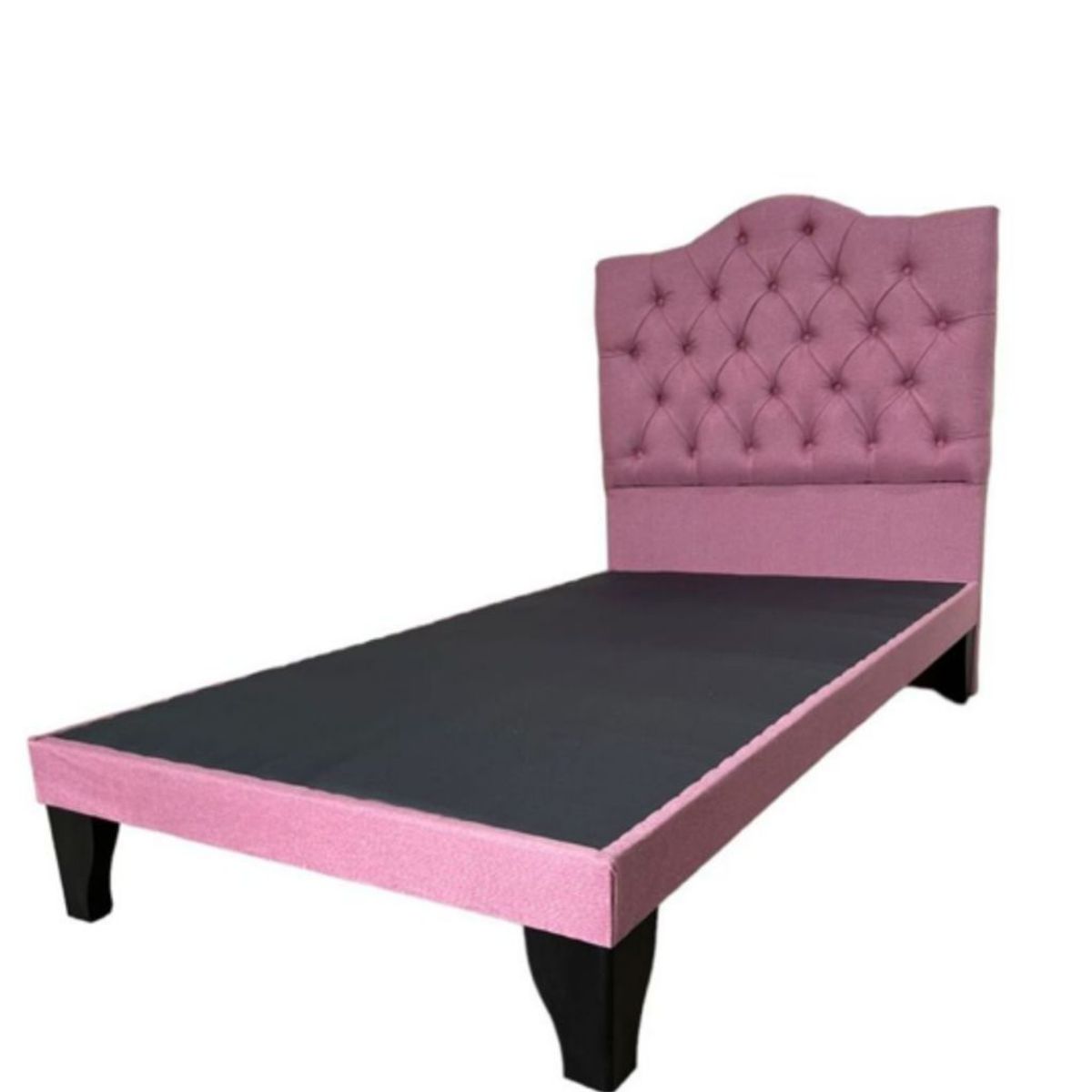 GENERICO - cama 1.5 ovalado, incluye base respaldo rosa lino