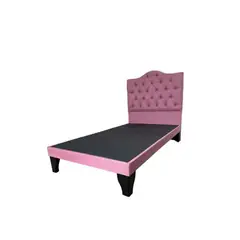 GENERICO - Cama 1.5 ovalado, incluye base respaldo rosa lino