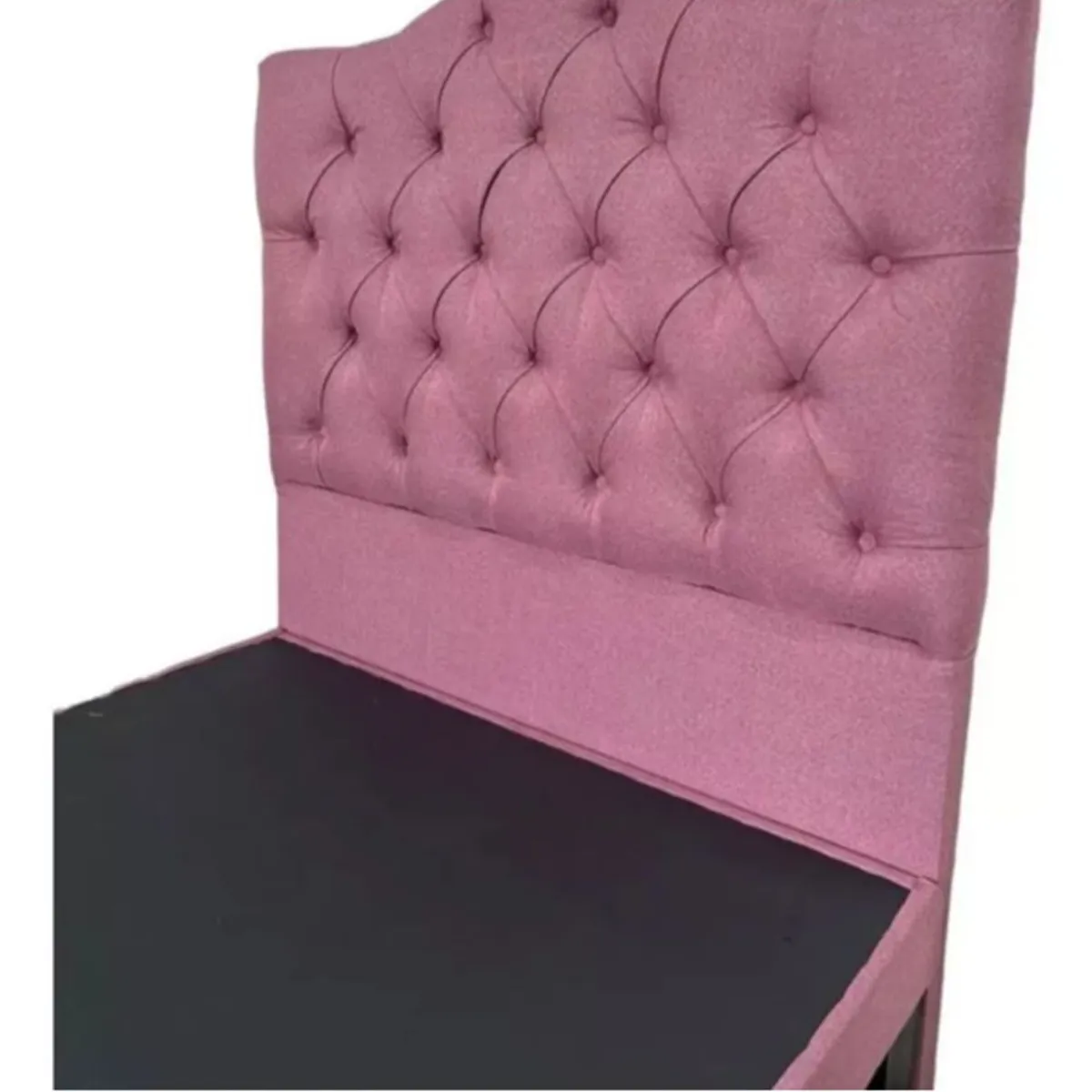 GENERICO - cama 1.5 ovalado, incluye base respaldo rosa lino