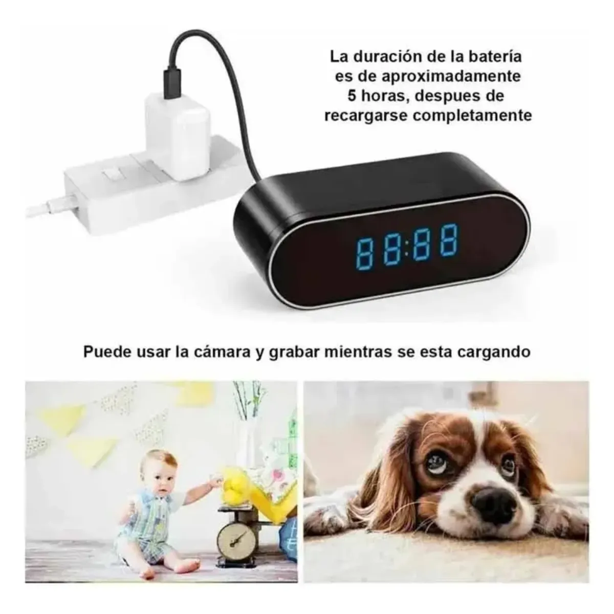 IRM - Reloj Camara Espia Pack 2 Wifi Sobre Mesa Seguridad Hogar Hd Inalambrica Bateria Pro FIGOIMPORT
