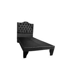 GENERICO - Cama 1 plaza ovalada incluye base respaldo negro felpa