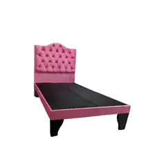 GENERICO - Cama 1.5 plazas olvado incluye base respaldo fuscia