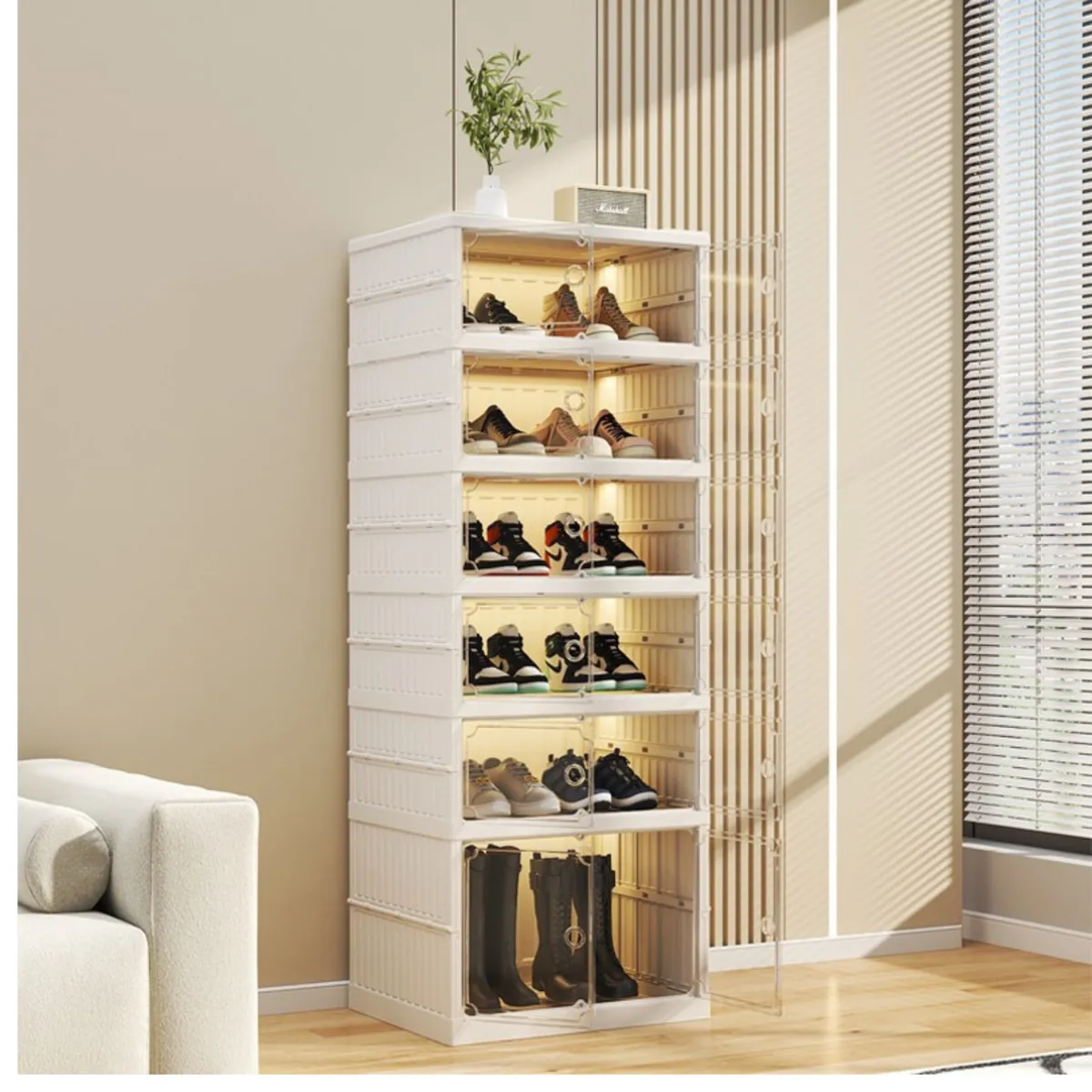 GENERICO - Organizador de Zapatos Premium de 6 Niveles - Plegable, Puerta Magnética y Diseño Reforzado