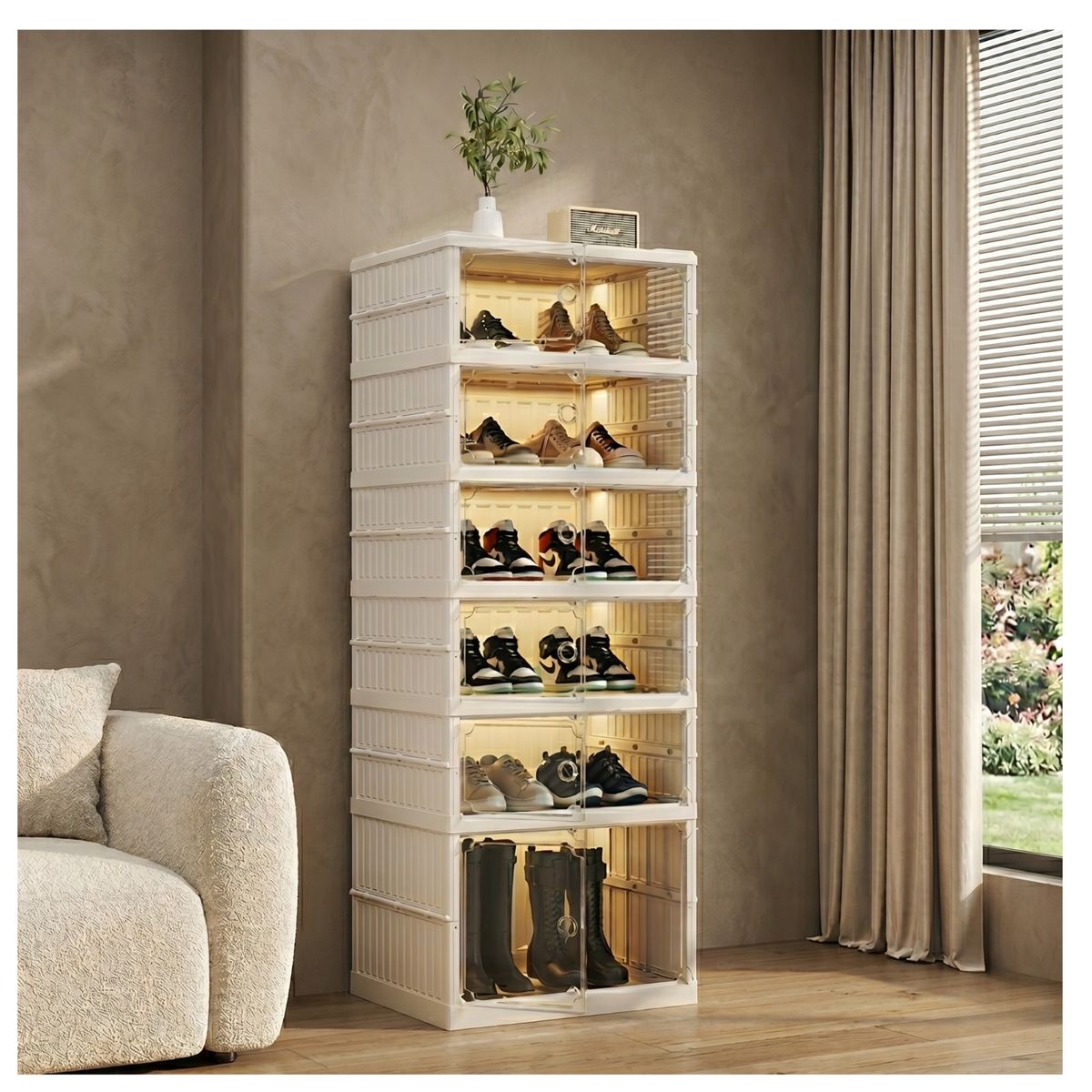 GENERICO - Organizador de Zapatos Premium de 6 Niveles - Plegable, Puerta Magnética y Diseño Reforzado