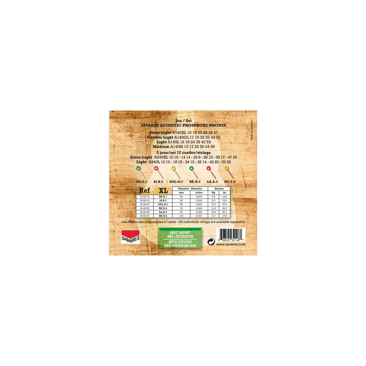 SAVAREZ - SAVAREZ CUERDAS GUITARRA ACUSTICA PHOSPHORE BRONZE 010-047 A140XL