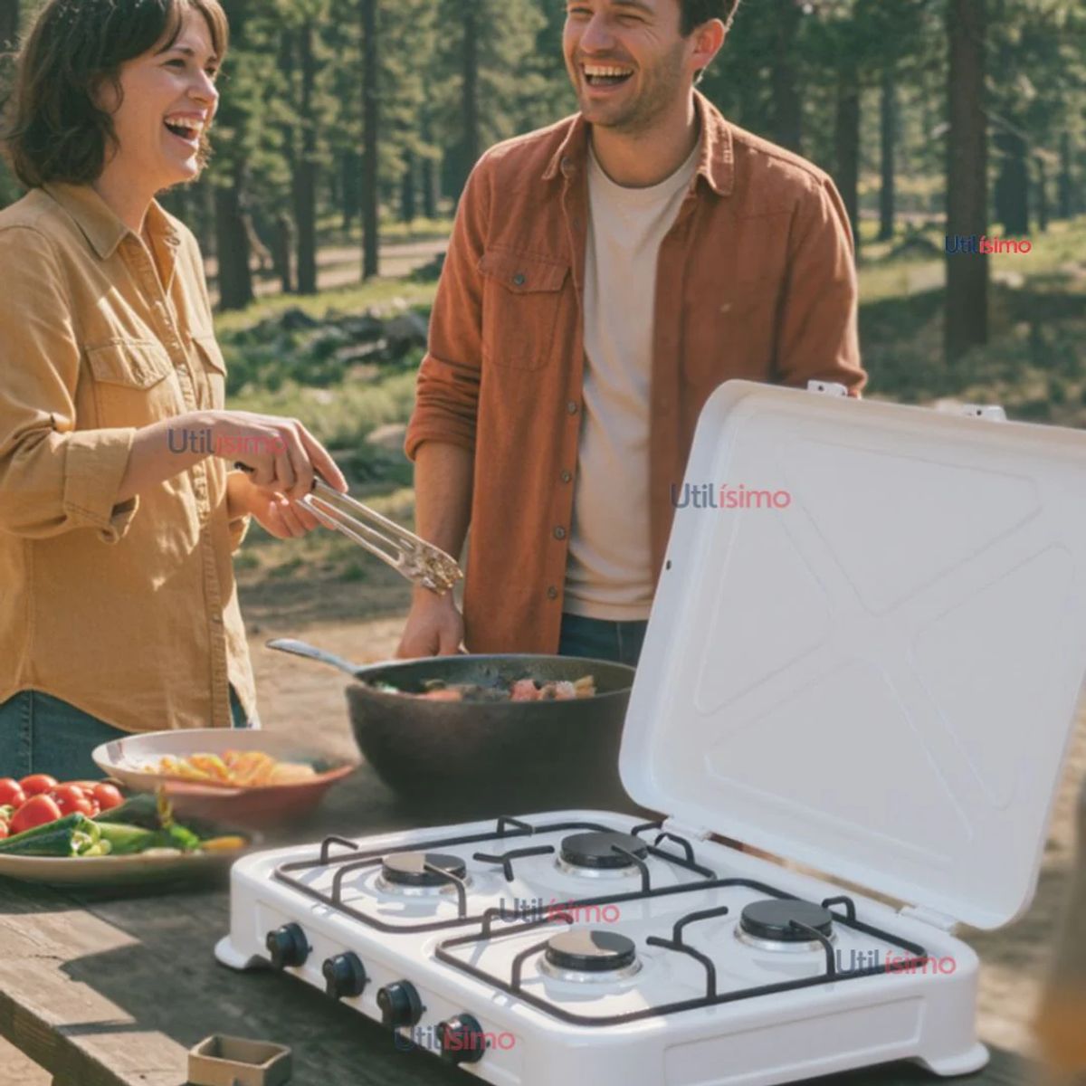 LINE - Cocina Encimera a Gas Licuado 4 Platos Cocinilla Blanco