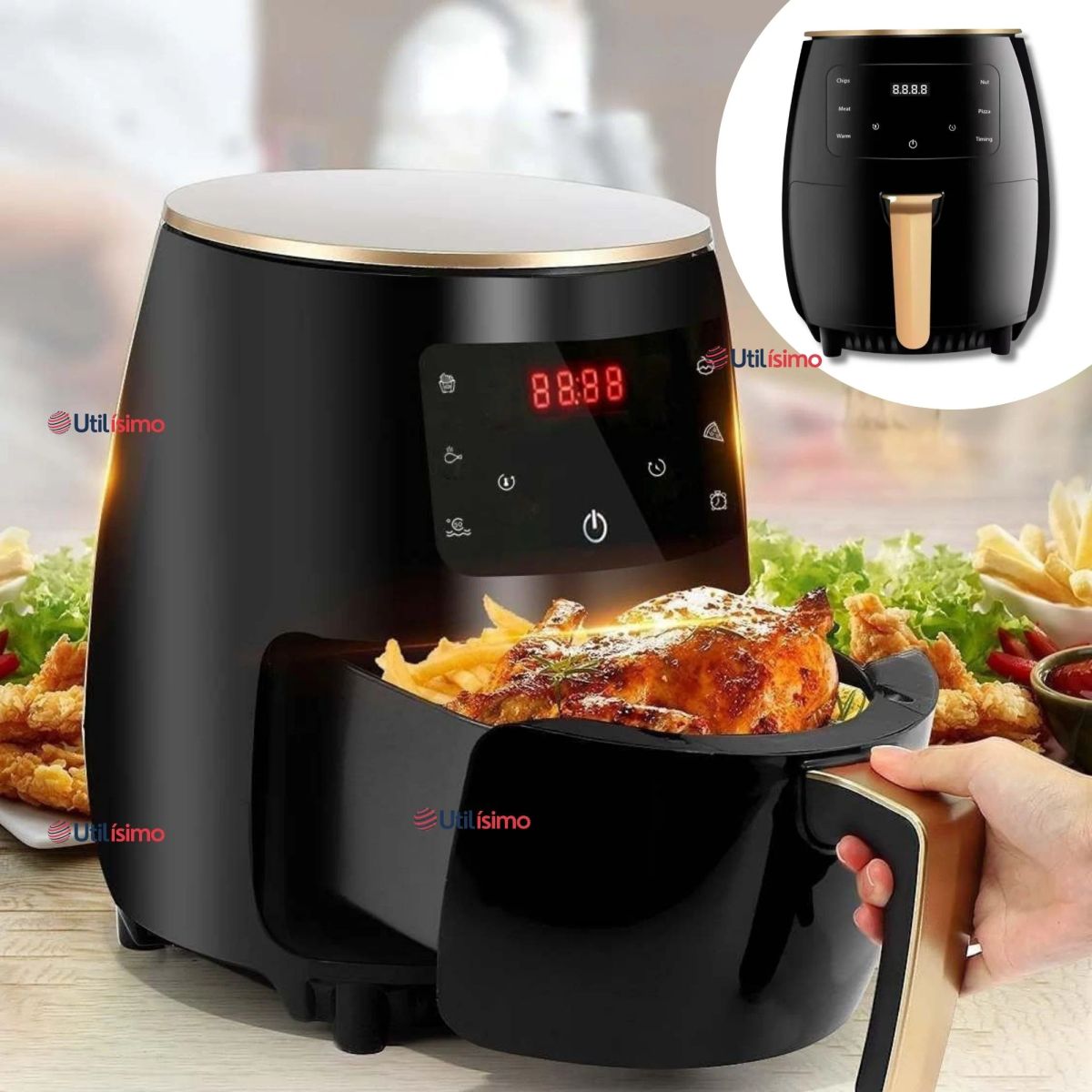 LINE - Freidora De Aire Digital 6 Litros 2400W Air Fryer Premium
