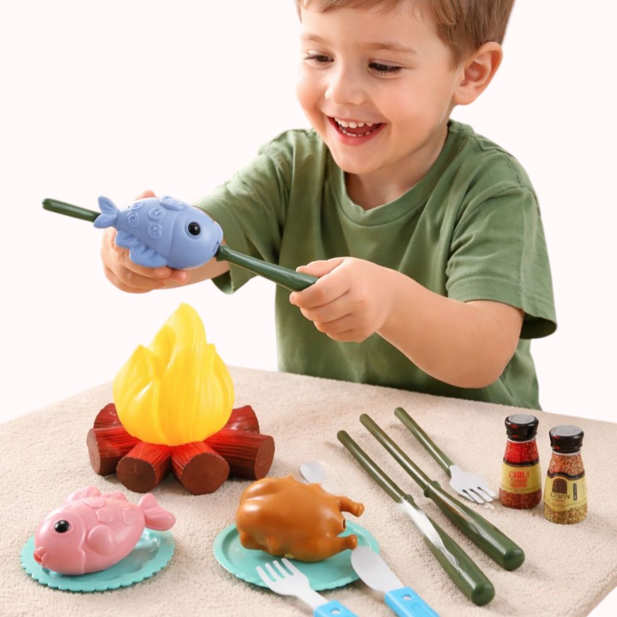 GENERICO - Set Camping Infantil Juguete Con Fogata Y Accesorios