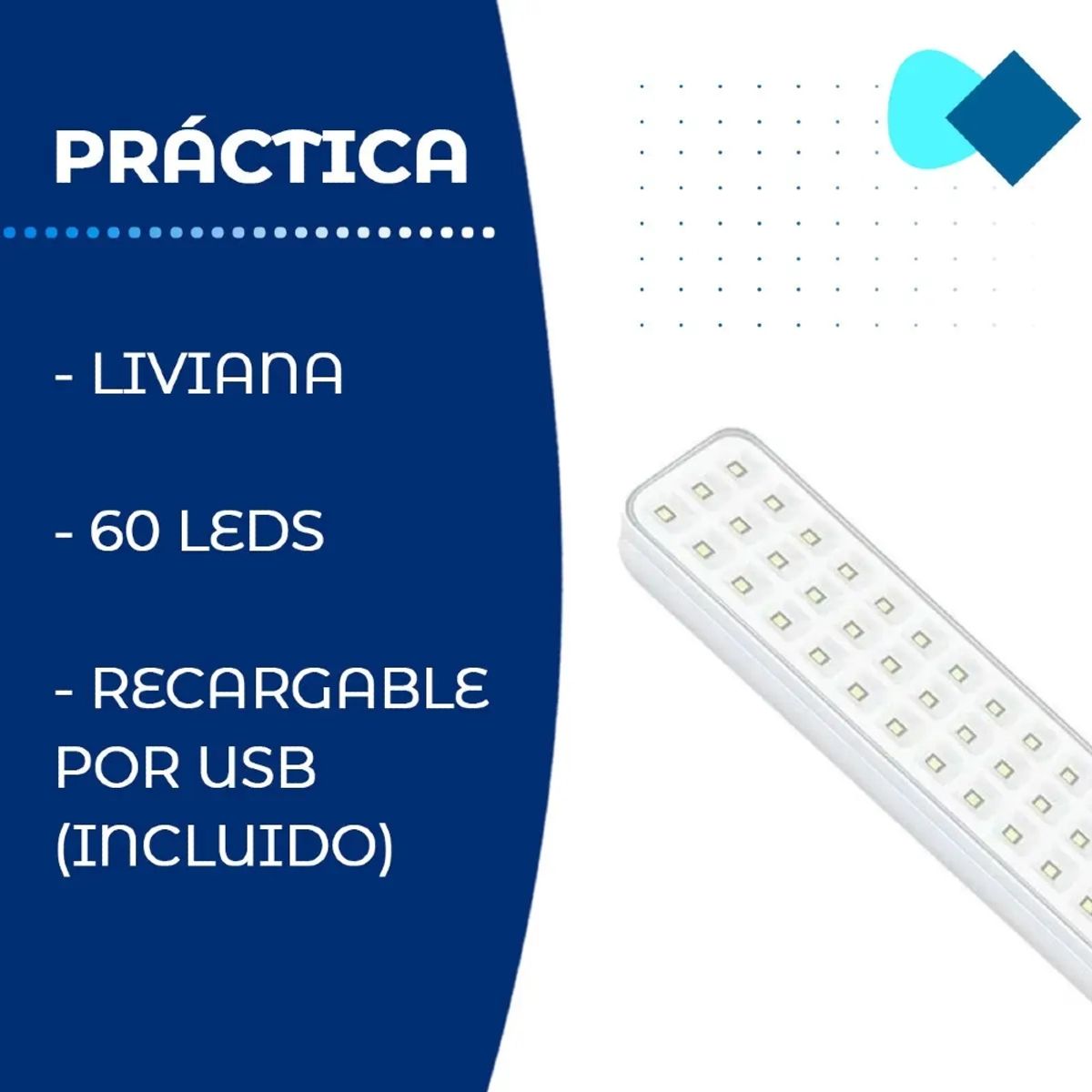 IRM - Luces De Emergencia Pack 2 60 Led Recargable Pared Portatil Interior Seguridad Calidad FIGOIMPORT