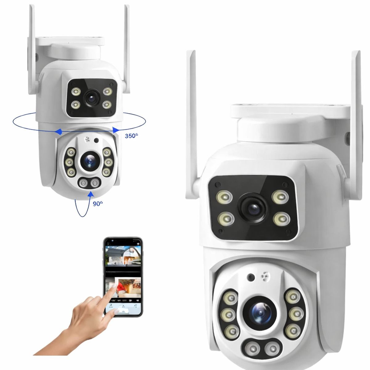 GENERICO - Camara Doble Lente De Seguridad  Exterior  app Yoosee + sd 32gb