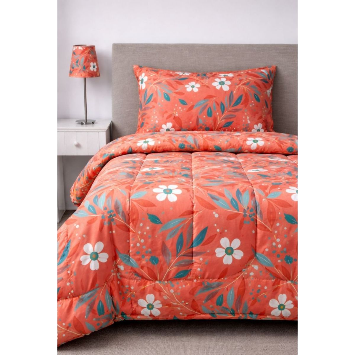 KEYHOME - CUBRECAMA PLUMON ESTAMPADO JARDIN TERRA KEY HOME 1.5 PLAZAS