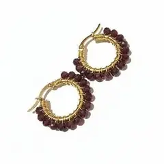 GENERICO - Aros Argollas Piedras Naturales Acero Quirurgico Mujer Cuarzo