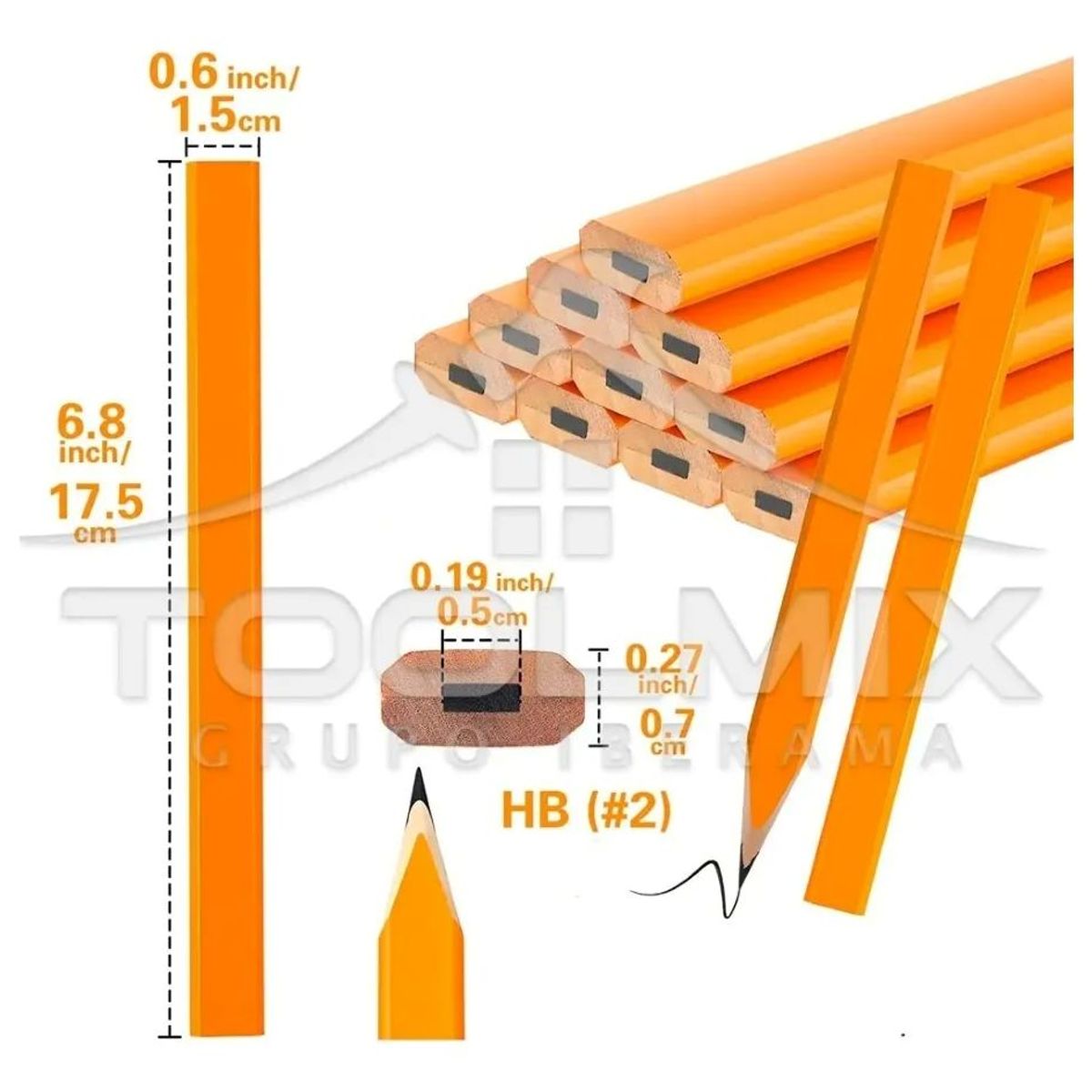 GENERICO - Lápiz Carpintero Madera Albañil Construcción 12 Pcs Toolmak