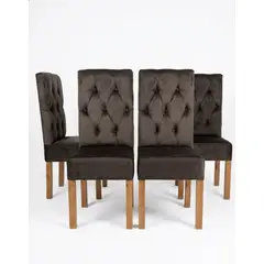 GENERICO - Pack 4 sillas de comedor color café oscuro estilo capitoné