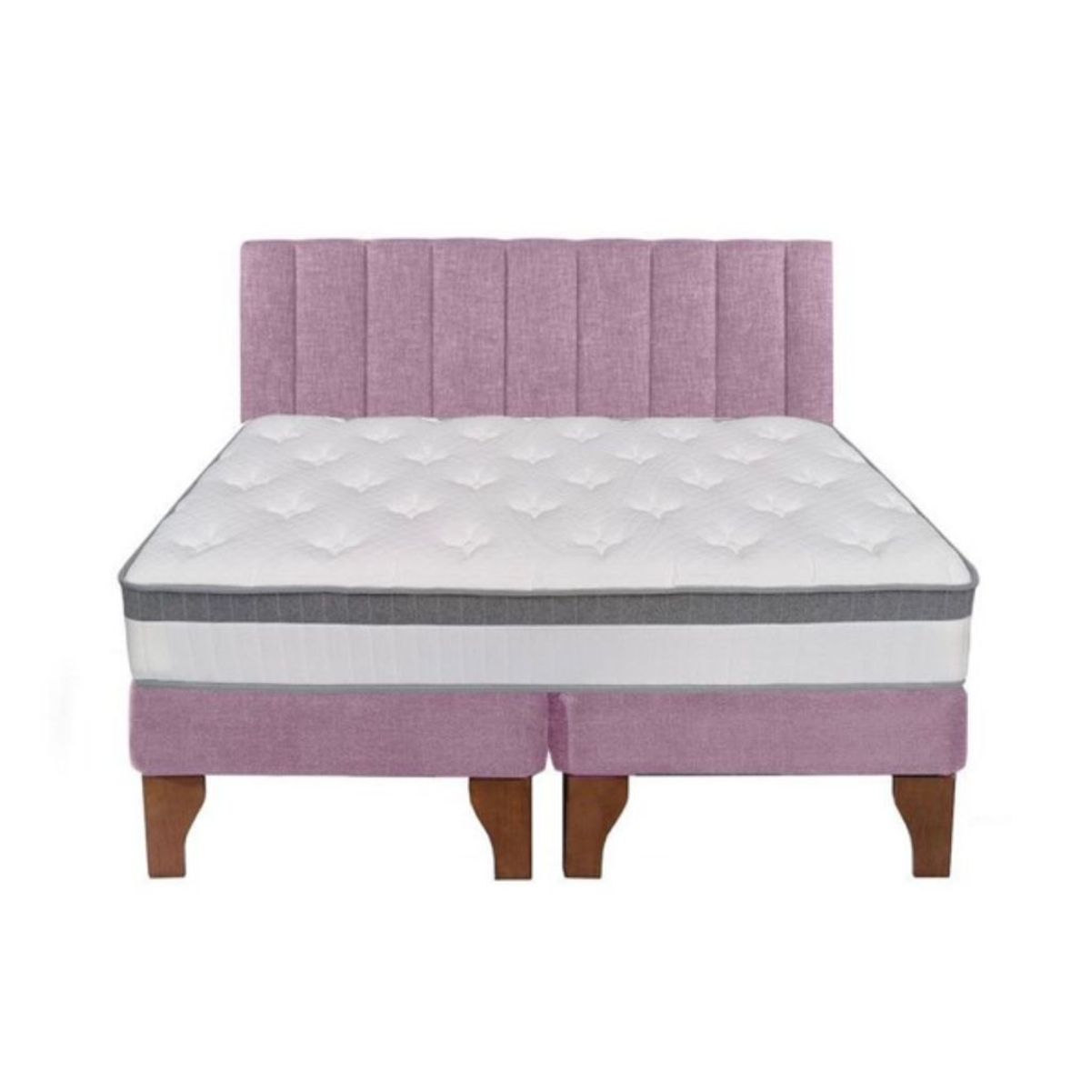 GENERICO - cama europea 2 plaza base colchonn respaldo rosado lino