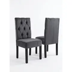 GENERICO - Pack 4 sillas de comedor, estilo capitoné, color gris, patas negras