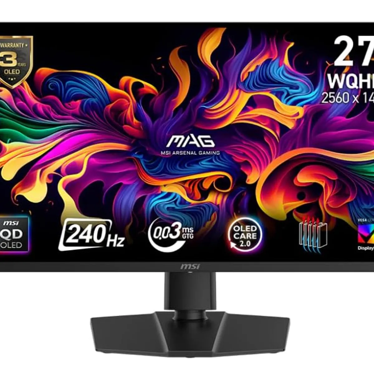 MSI - Monitor Gamer MSI MAG 271QP QD-OLED X24 27 QHD 240Hz 0.03ms