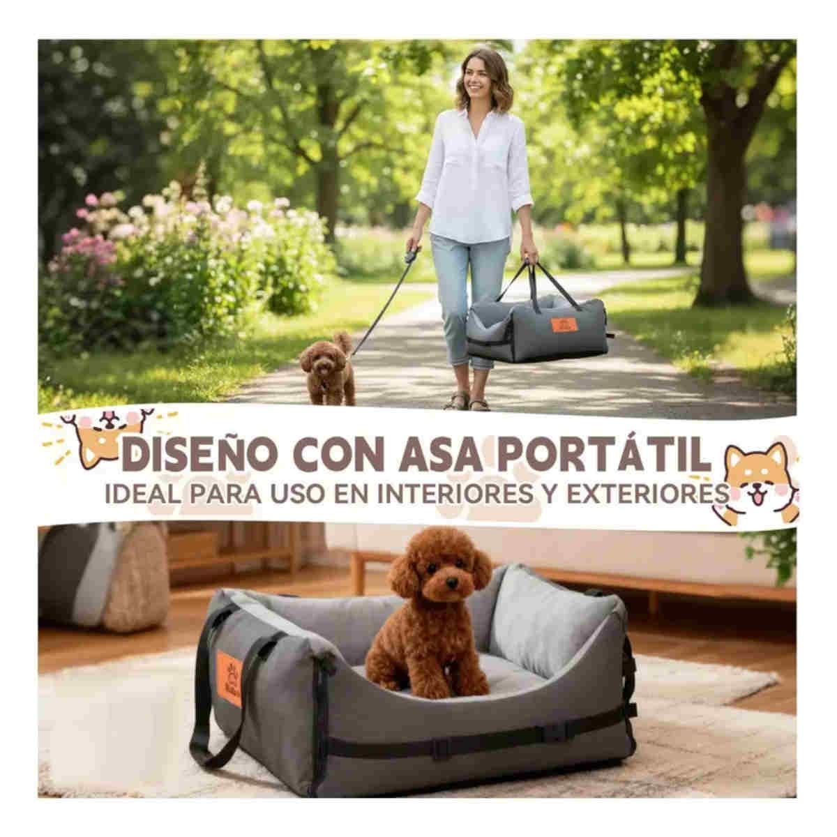 GENERICO - Cama Mascota Portatil Tipo Asiento De Auto Para Perros Gatos Color Gris Oscuro  BELUG