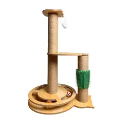 SUKEA - Rascador Para Gatos Torre De Madera Con Juguete Interactivo