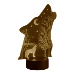 GENERICO - Lampara touch 3D Lobo De 7 Colores