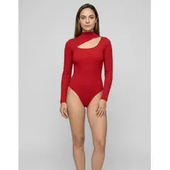 MABELLE - Body Mujer Asimétrico Cuello Alto Manga Larga Lisa