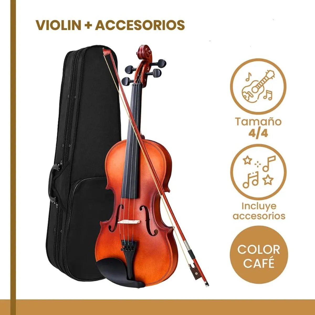 GENERICO - Violin 44 Acustico Estuche Y Arco + Accesorios Caoba