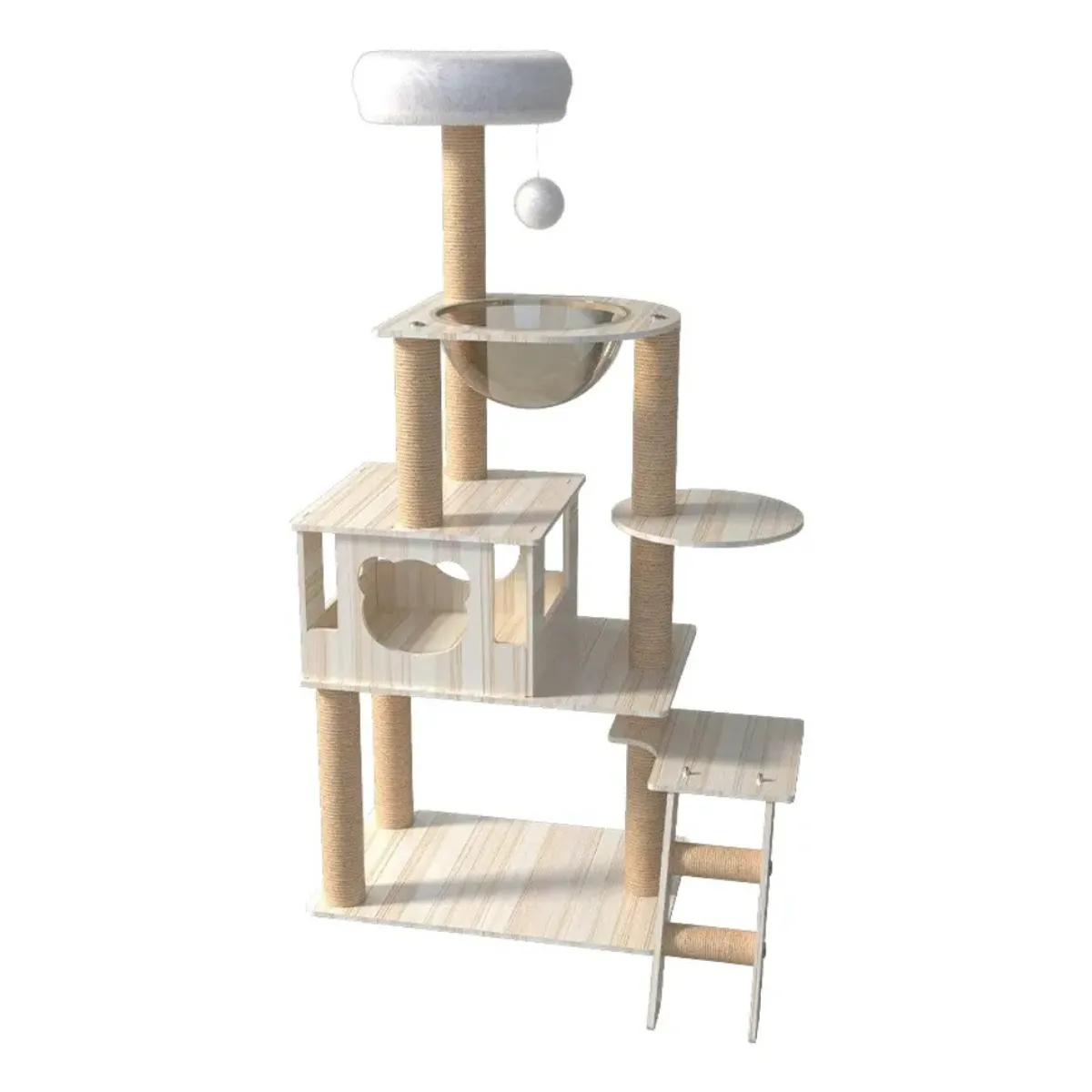SUKEA - Torre Rascador Piso 5 Grande, Casa Madera Gruesa Para Gato Y21