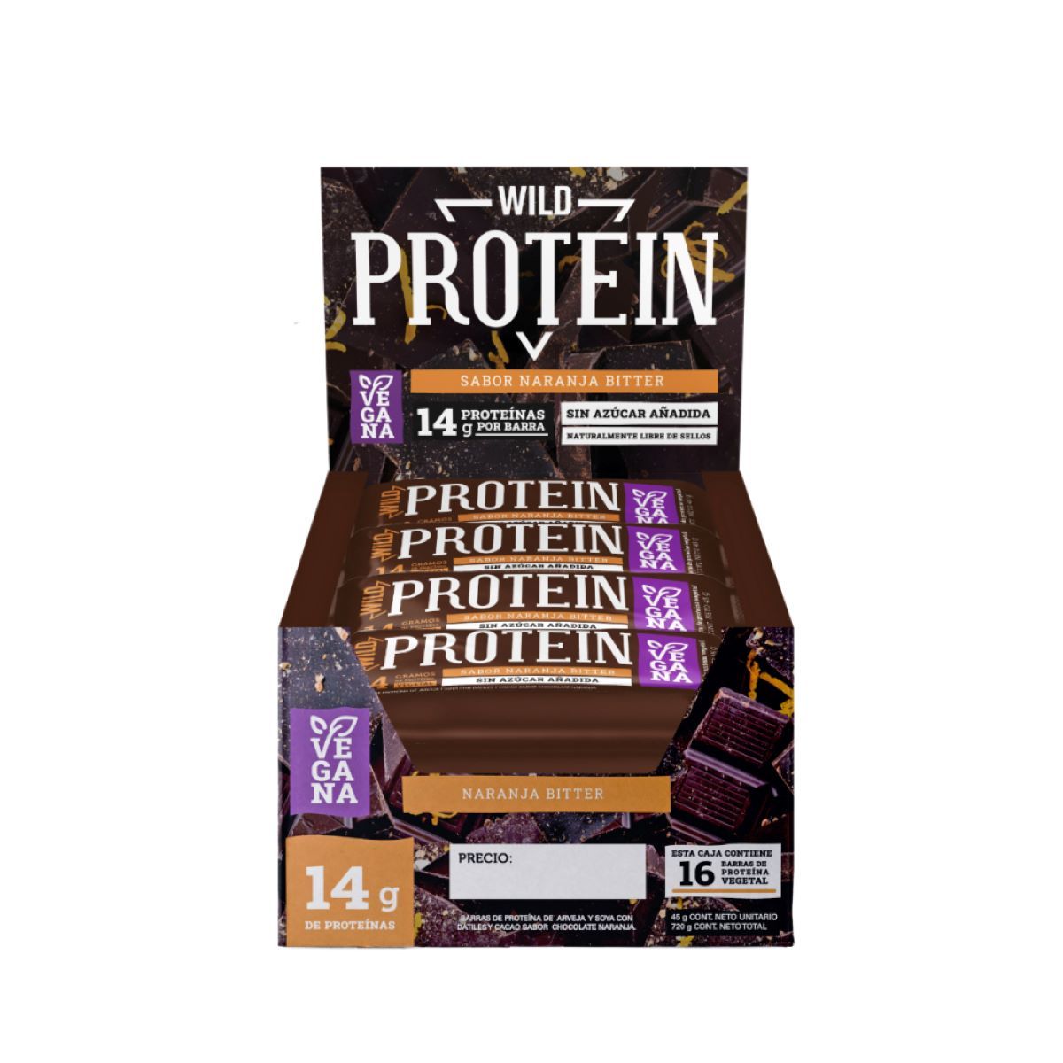 GENERICO - Barritas Wild Protein Choco Naranja x16 unidades